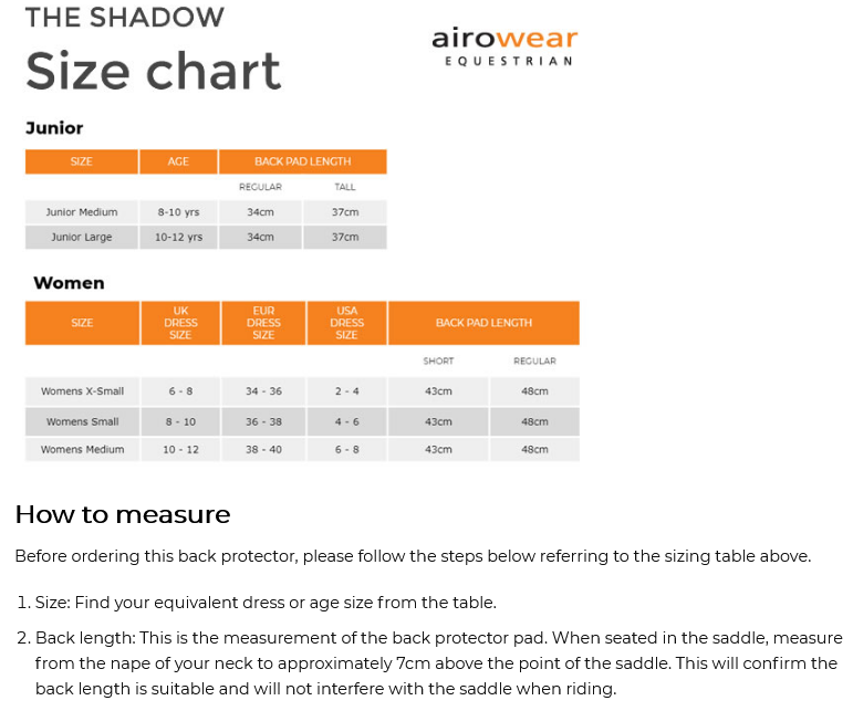 2022 Airowear Shadow Adult Back Protector SHADOWA Black Womens